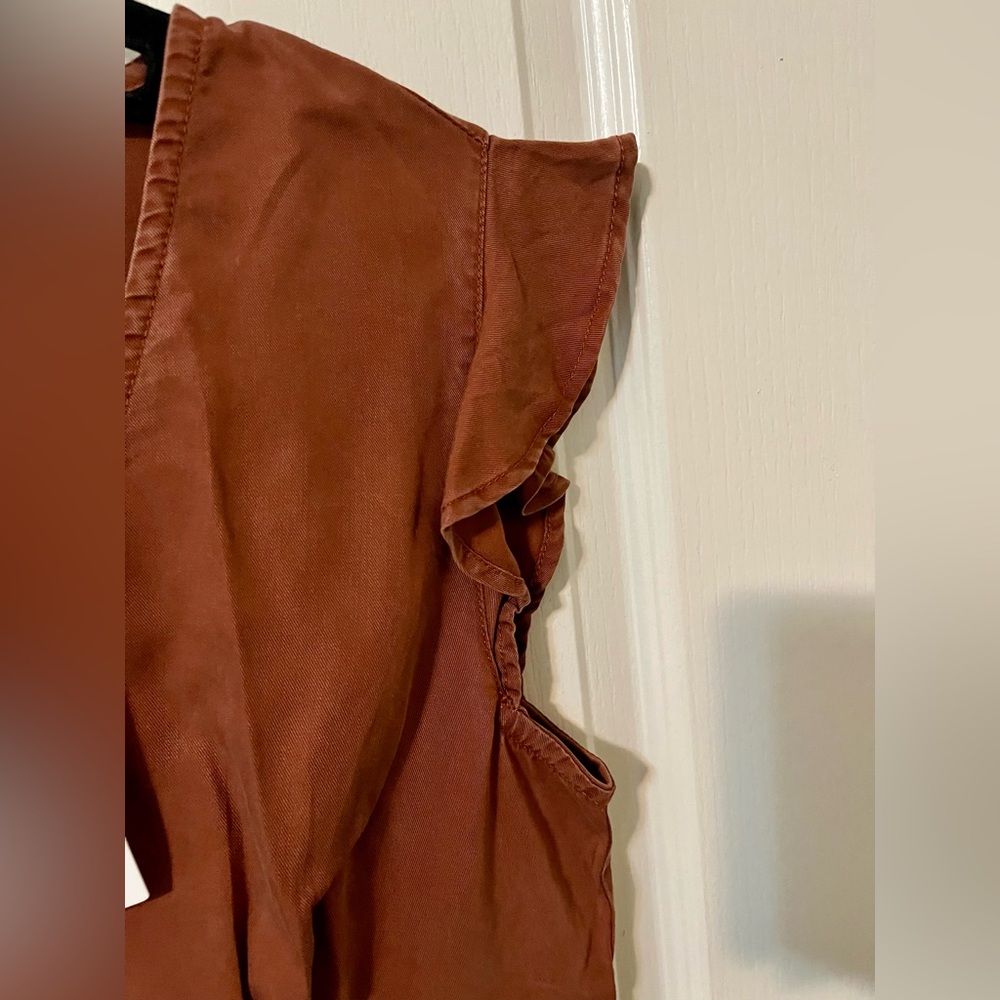NWT Quince Vintage Wash Tencel Button Front Midi Dress Washed Terracotta Sz M - Picture 6 of 11